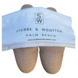 STUBBS & WOOTTON Straw and Leather Trim Mules